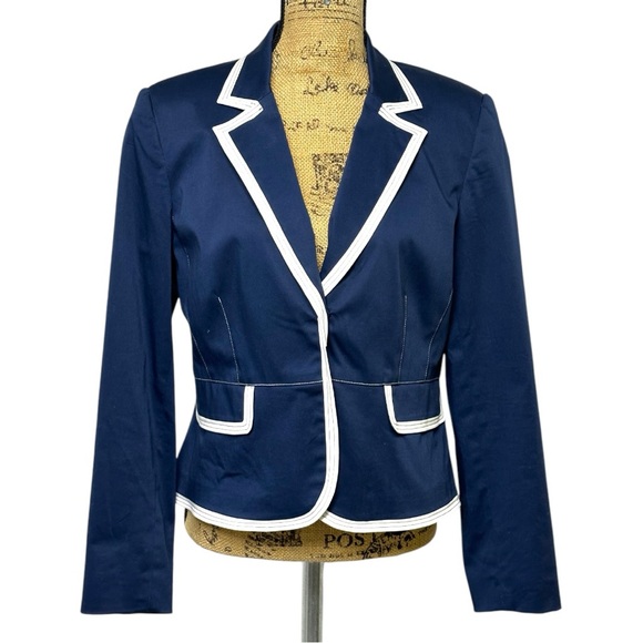 Bob Mackie Jackets & Blazers - 301 - BOB MACKIE BLAZER BLUE/WHITE TRIM